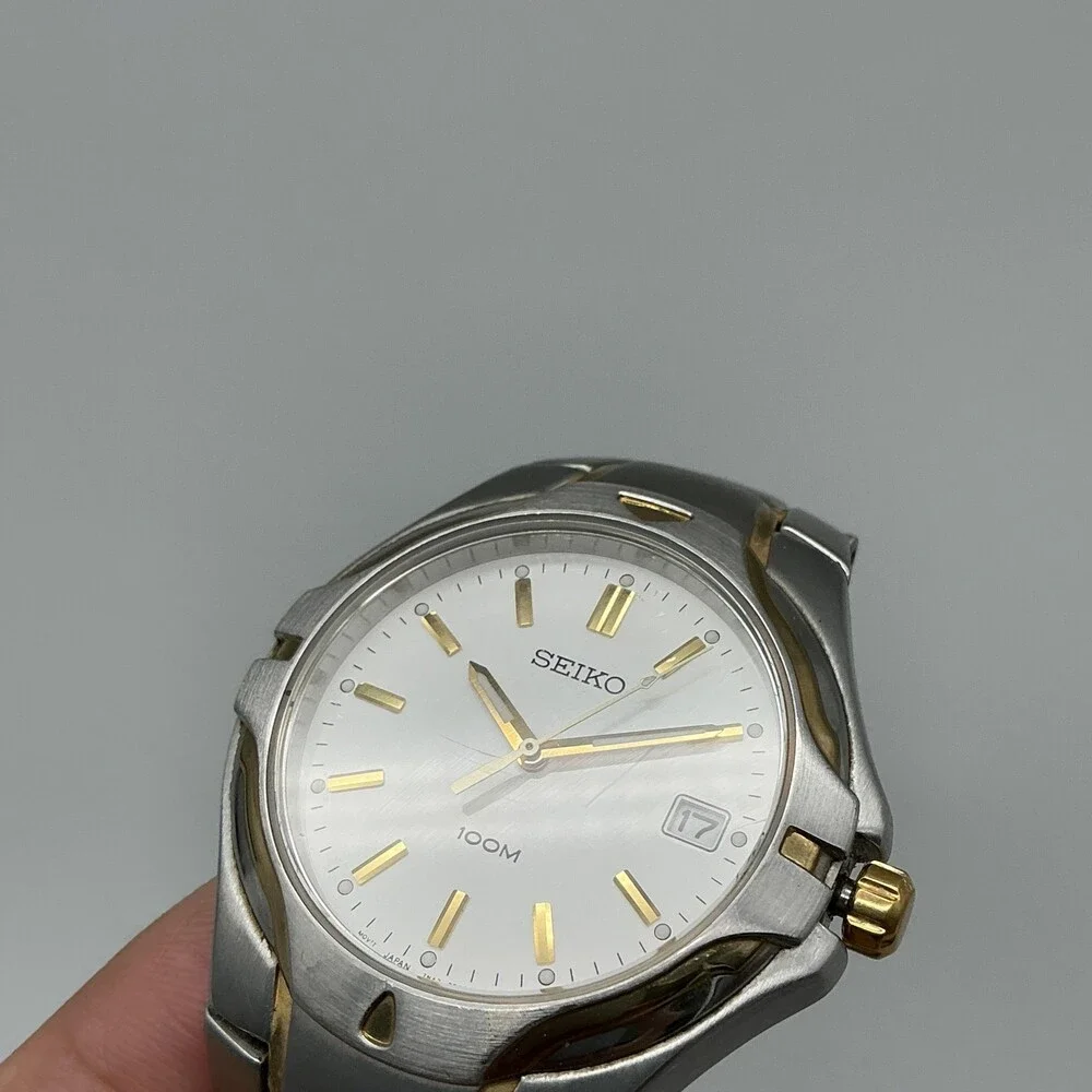 Seiko Mens Watch 38mm 7N42-7C00 Two Tone Stainless Date 100M New Battery 7
